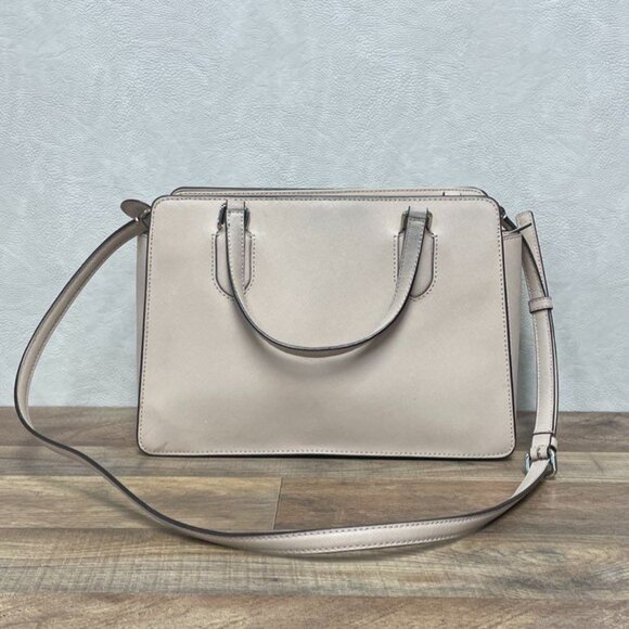 Kate Spade Laurel Way Reese Light Beige Cross-grain Leather Satchel Crossbody - Picture 3 of 6